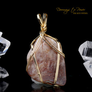 Rainbow Lattice Sunstone Crystal Pendant 14k