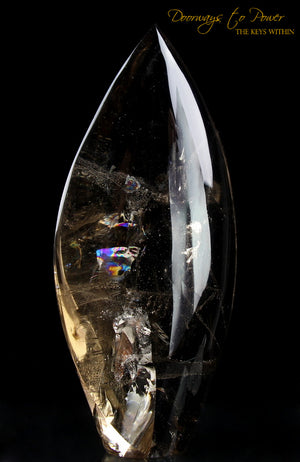 Smoky Quartz Devic Temple Crystal Sculpture with Rainbows