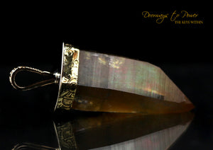 Tangerine Lemurian Light Language Crystal Pendant