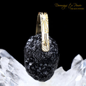 Tibetan Tektite Light Language Crystal Pendant in 14k