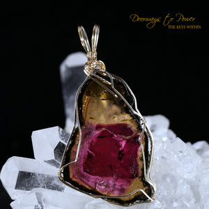 Tourmaline Slice Crystal Pendant 14k