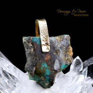 Turquoise Light Language Crystal Pendant 14k