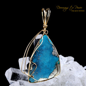 Turquoise Pyrite Crystal Pendant 14k
