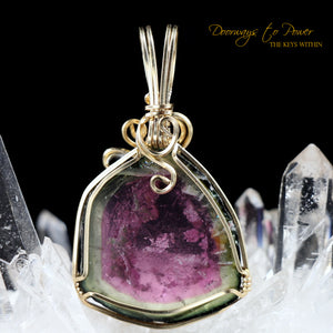 Watermelon Tourmaline Crystal Pendant 14k