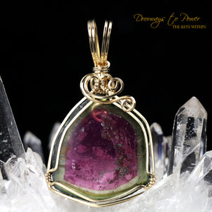Watermelon Tourmaline Crystal Pendant 14k