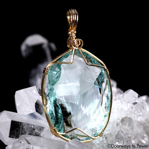 Aqua Serenity Andara Crystal Pendant 14k 'Atlantean Hologram'