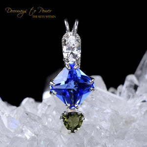 Danburite Moldavite Siberian Blue Quartz Magician Pendant
