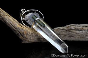 Colombian Lemurian & Green Tourmaline Pendant w/ Record Keeper