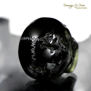 Moldavite Skull Crystal Carving