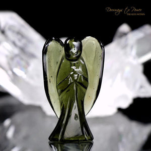 Moldavite Stone Angel Hand Carved Talisman