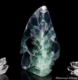 Green Purple Fluorite Crystal Altar Stone with Rainbows XL