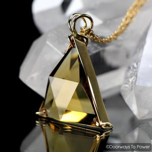 John of God Triangle Citrine Star of David Vogel Crystal Pendant 14k