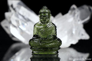 Moldavite Tektite Buddha Hand Carved