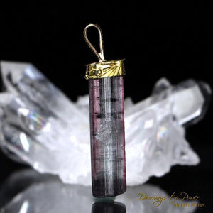 Pink & Blue Tourmaline Light Language Pendant 14k