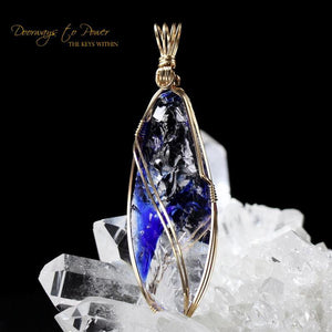 Tanzanite Fire Elestial Arcturian 5D Andara Crystal Pendant 14k