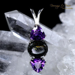 Nuummite Amethyst Crystal Pendant