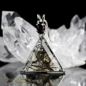 Tourmalinated Quartz Garnet Star of David Pendant
