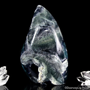 Green Purple Fluorite Crystal Altar Stone with Rainbows XL