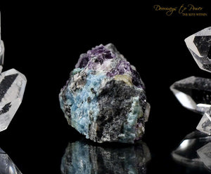 Phenacite Aquamarine Purple Fluorite Specimen