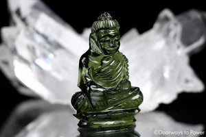 Moldavite Tektite Buddha Ascension Talisman Hand Carved