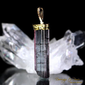 Pink & Blue Tourmaline Pendant in 14k Gold