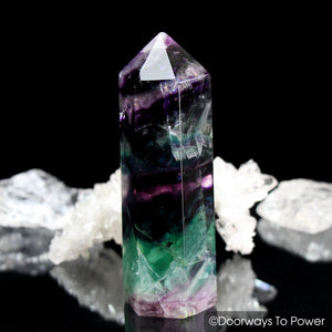 John of God Blessed Green and Purple Fluorite Generator Crystal Point