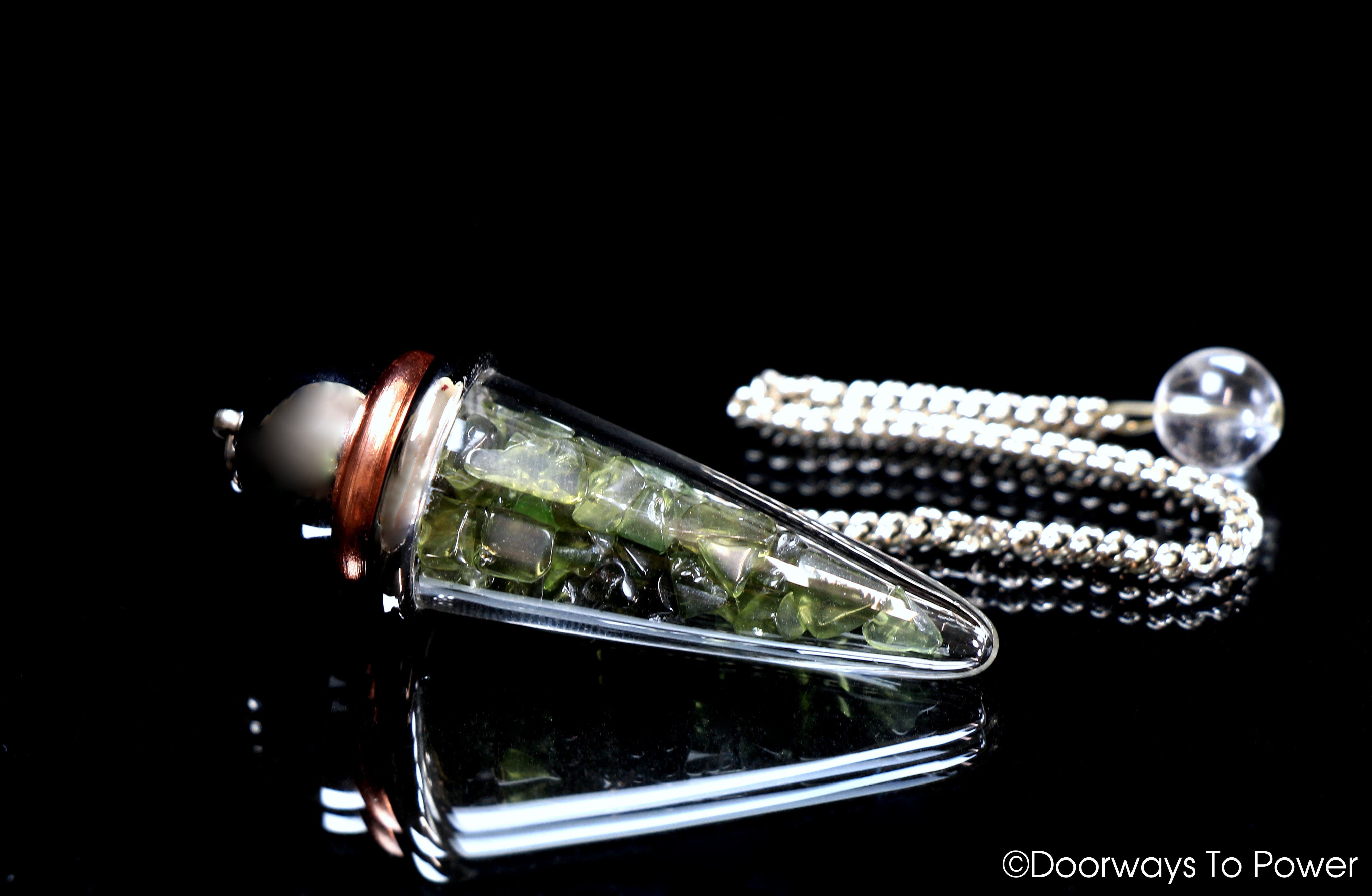 Moldavite Crystal Power Pendulum | Synergy 12 Stone - Doorways to