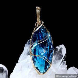 Electric Blue Atlantean Andara Pendant 14k 'Emissaries of the Light'