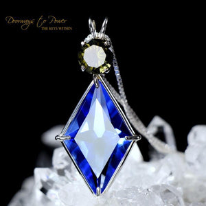 Siberian Blue Quartz Ascension Star Pendant with Moldavite