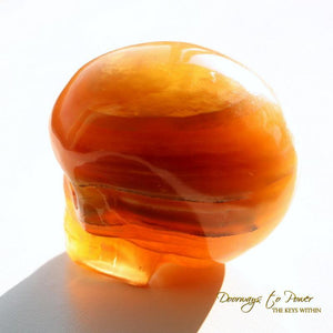 Yellow Rainbow Fluorite Crystal Skull