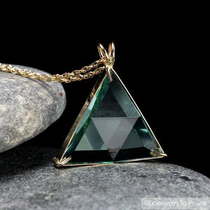 14k Gold Green Obsidian Vogel Casa Crystal Pendant