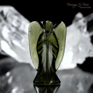 Moldavite Tektite Angel Crystal Carving