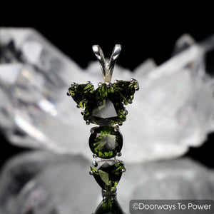 Faceted Moldavite Gemstones Pendant 'The Winged Sun RA' Protective Amulet