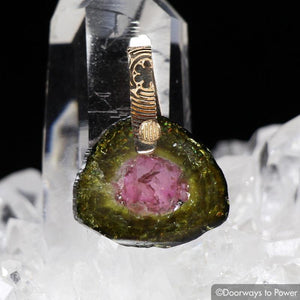 Watermelon Tourmaline Pendant 14k Gold 'Mastery Series'