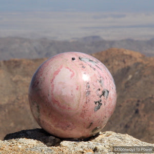 Rhodochrosite & Pyrite Crystal Gemstone Sphere