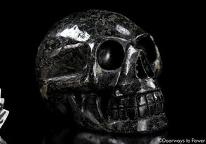 Ancient XL Nuummite Crystal Skull Rare 3 Billion Years Old