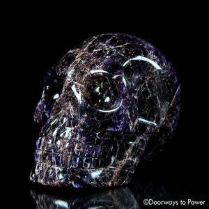 Magenta Chevron Amethyst Crystal Skull 'Mouth of God'
