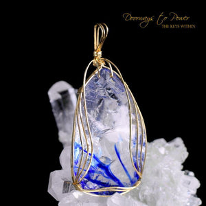 Tanzanite Fire Elestial Arcturian 5D Andara Crystal Pendant 14k