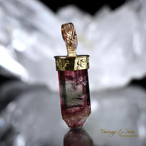 Bi Color Tourmaline Light Language Crystal Pendant