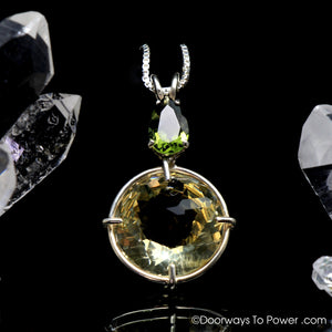 Golden Labradorite & Moldavite Radiant Heart Crystal Pendant