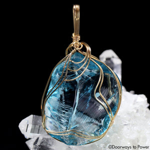 Galactic Oceanic Blue Sirius Andara Crystal Pendant 14k 'New Interstellar Energy'