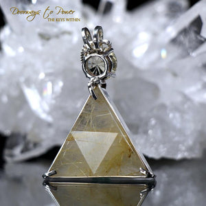 Golden Rutilated Quartz Vogel Star of David Pendant