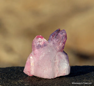 RARE Rose Aura Lemurian Pleiadian Starbrary Twin Crystal Cluster