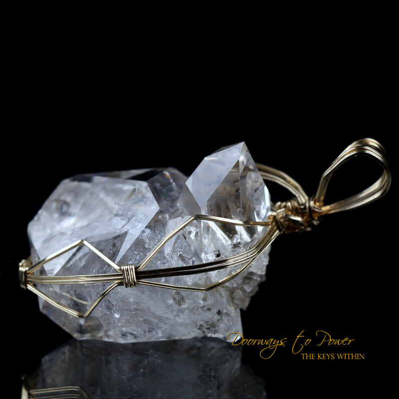 Herkimer Diamond DT Record Keeper Crystal Pendant 14k