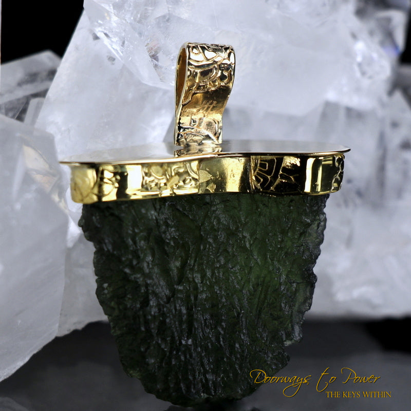 Moldavite Light Language Pendant 22k