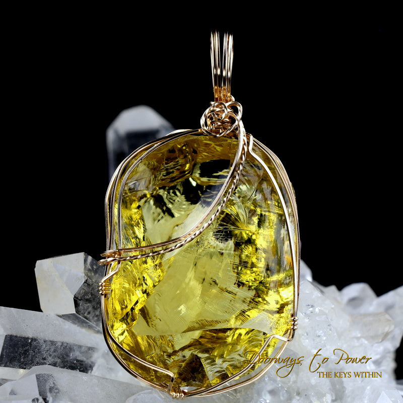 Dynamic Heliodor Andara Crystal Pendant 14k 'Divine Will'