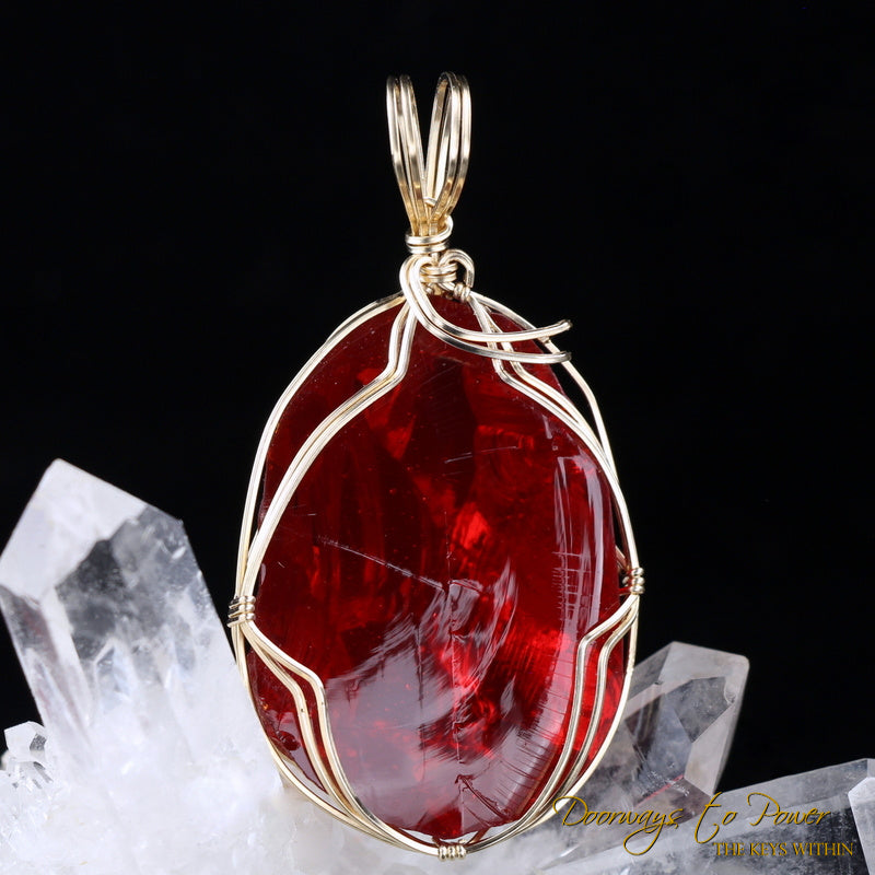 King Solomon Andara Crystal Pendant 14k 'Magic is Sacred' 1995