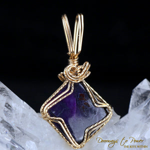 Sugilite Crystal Pendant 14k 'Beacon of Light'