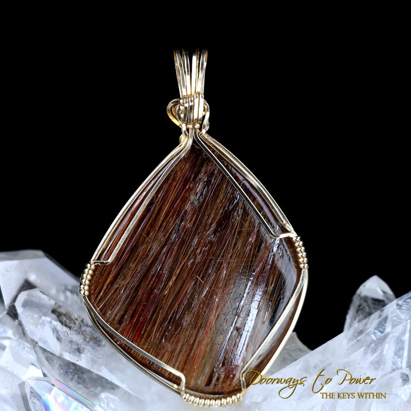 Rutilated Quartz Crystal Pendant 14k 'The Illuminator'