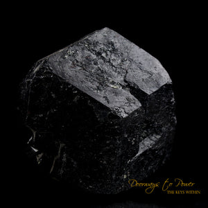 Black Tourmaline Etched Record Keeper Crystal Cannon 'Armor Grid' XL